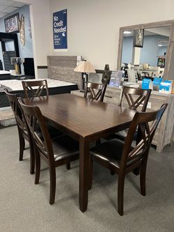 7PC Brown Dining Table Set