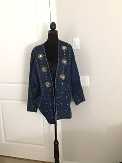 Large Stunning navy blue denim blazer-style jacket 