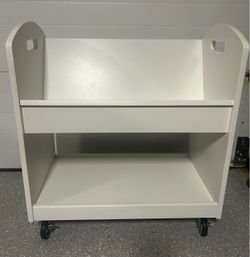 Land of Nod (Crate and Barrel Kids) White Bookshelf with Toy Storage Shelf