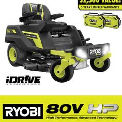 RYOBI 80V HP Brushless 30 in. Battery Electric Cordless Zero Turn Riding Mower with (2) 80V 10 Ah Batteries and Charger