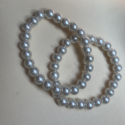 2 Honora Cultured Silver Gray Color Pearls Stretch Bracelet  9.30 MM