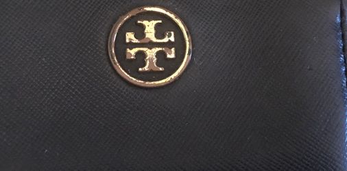Tory Burch Black Leather Compact Wallet With Key Ring