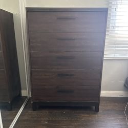 Mid Century Style - Dark Brown Wood Dresser 