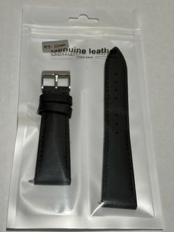 Lot of 3 Genuine Black Leather Watch Straps 24mm 22mm 20mm Universal Unisex New