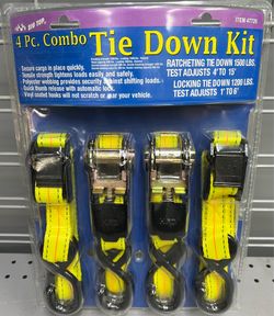 Big Top Item 47726 4-Piece Combo Ratcheting Tie-Down Strap Kit