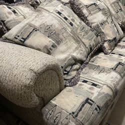 two piece couch set with pillows