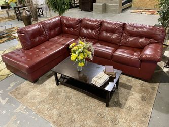 Red leather sectional