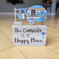Rustic Caravan BirchWood Home Decor "Campsite Is My Favorite Place" Nomad Camping 6"x5". outdoor lovers! 