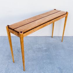 One of One Studio Crafted Tiger Maple Console Table by Chad Voorhees