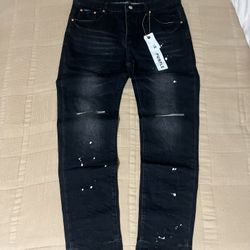 Black Denim Paint Splatter Purple Jeans 