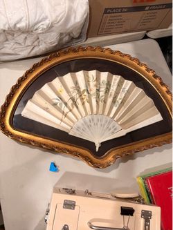 Vintage framed silk fan