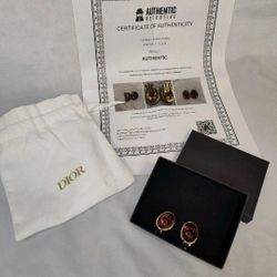 Vintage Signed Christian Dior Amethyst Clip On Earrings With Dust Bag And COA