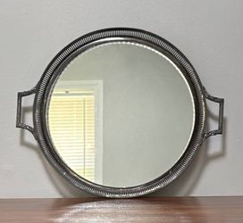 Antique Fairpoint Quadruple Plate Beveled Mirror Serving Trinket Handled Tray
