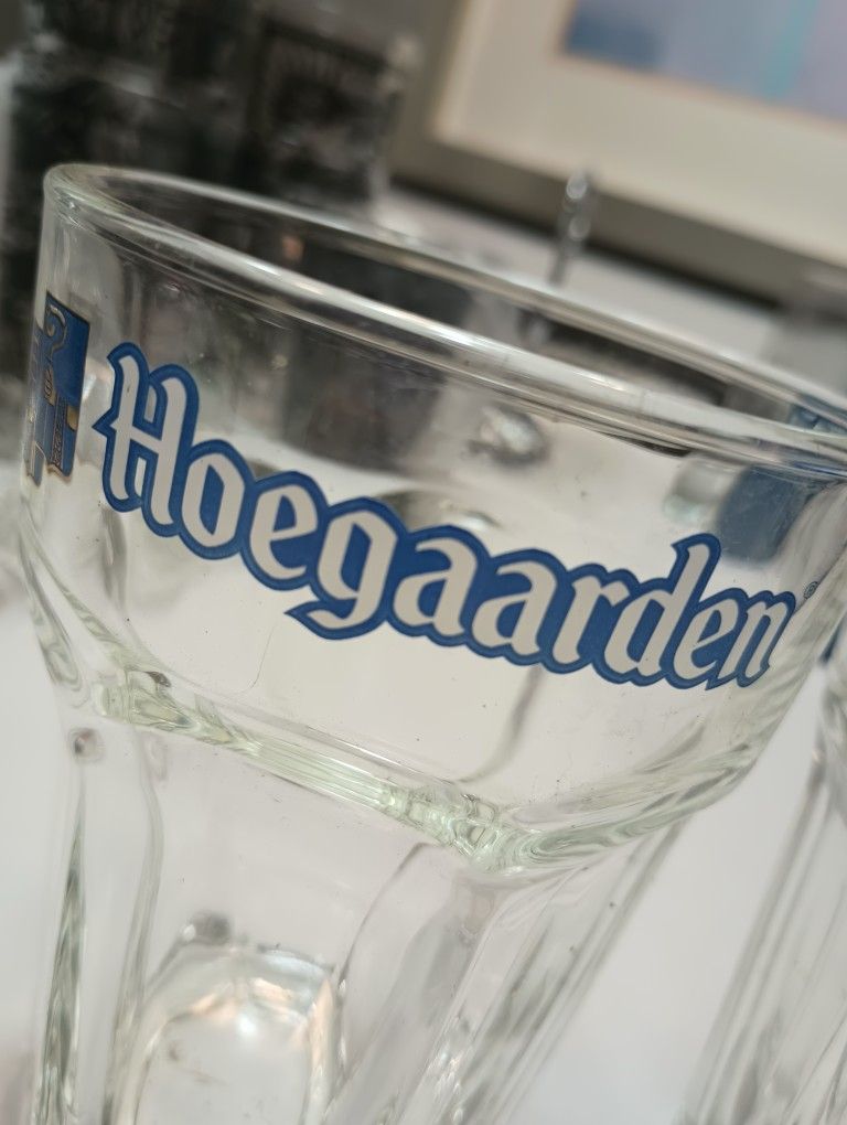 Pair Of Hoegaarden Beer Glasses
