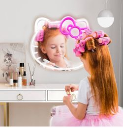 Brand New Anime Hello Kit Neon Mirror With Dimmable For Teen Girl Gifts,Mirror With Light Neon Signs