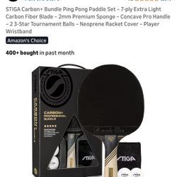 Stiga Ping Pong Paddle Set 7 Ply Extra Light Carbon+ Bundle for Table Tennis