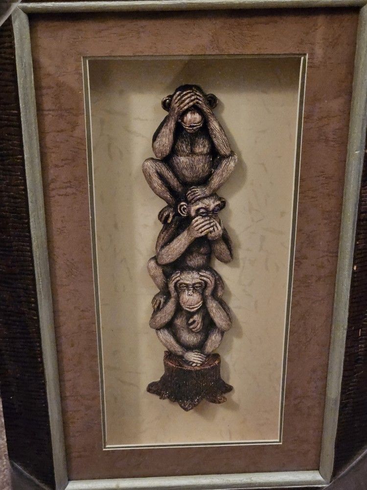 Three Wise Monkeys Shadow Box 🐒 🙈 🙊  Great Christmas Gift 🎁 😀 