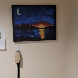 Painting by Mary Penniston Of Sunset Over Lake