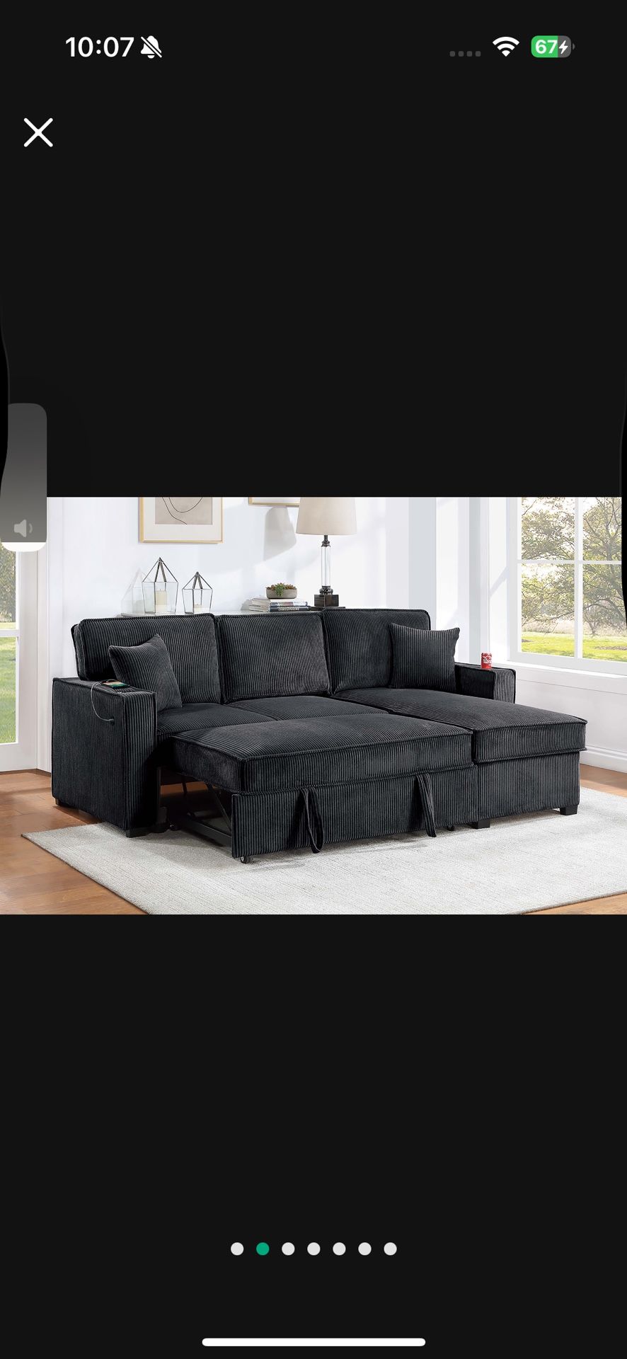 New Black Convertible Sectional Sofa And Storage Chaise Set Sofa Bed Sofabed Adjustable Fabric Couch Modern Sleeper USB Charging Port Cup Holder SALE