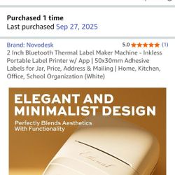 2 Inch Bluetooth Thermal Label Maker Machine - Inkless Portable Label Printer w/ App | 50x30mm Adhesive Labels for Jar, Price, Address & Mailing | Hom