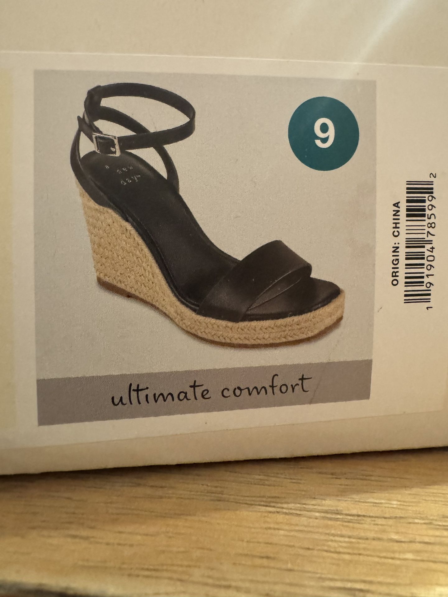 Black With Tan Wedge Heels. New