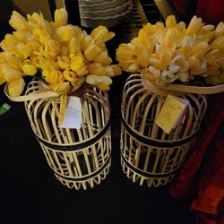 Wooden Basket VASES Style LANTERN BRAND NEW