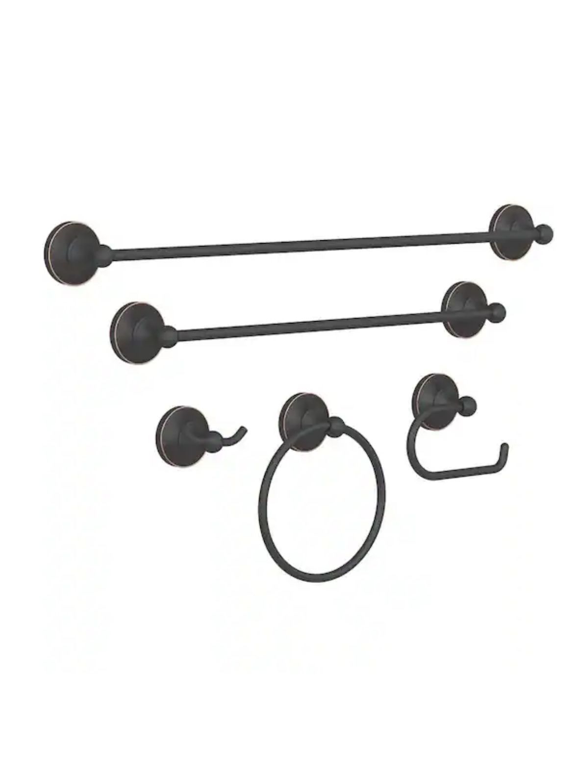 5-Piece Bath Hardware Set with 24 in. Towel Bar, 18 in. Towel Bar, Toilet Paper Holder, Towel Ring and Towel Hook in ORB