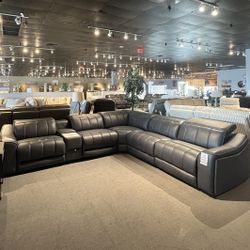 6PC Leather Power Sectional Reclining