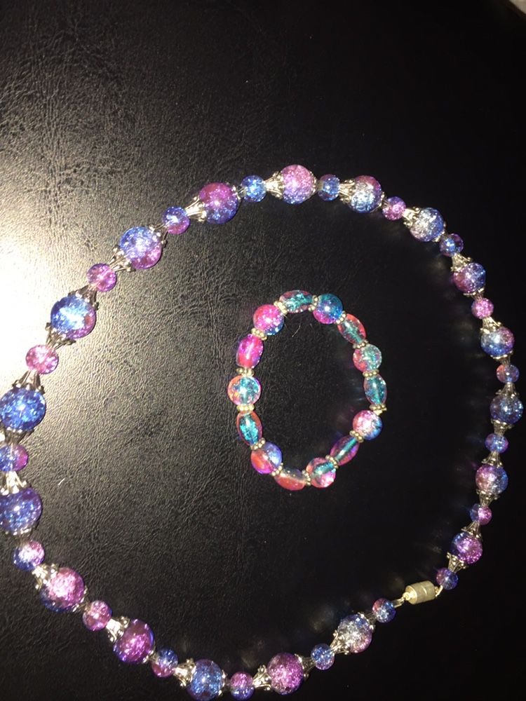 Purple Necklace And Bracelet 