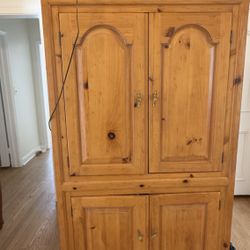 vintage solid wood display cabinet / armoire / storage cabinet(light inside)