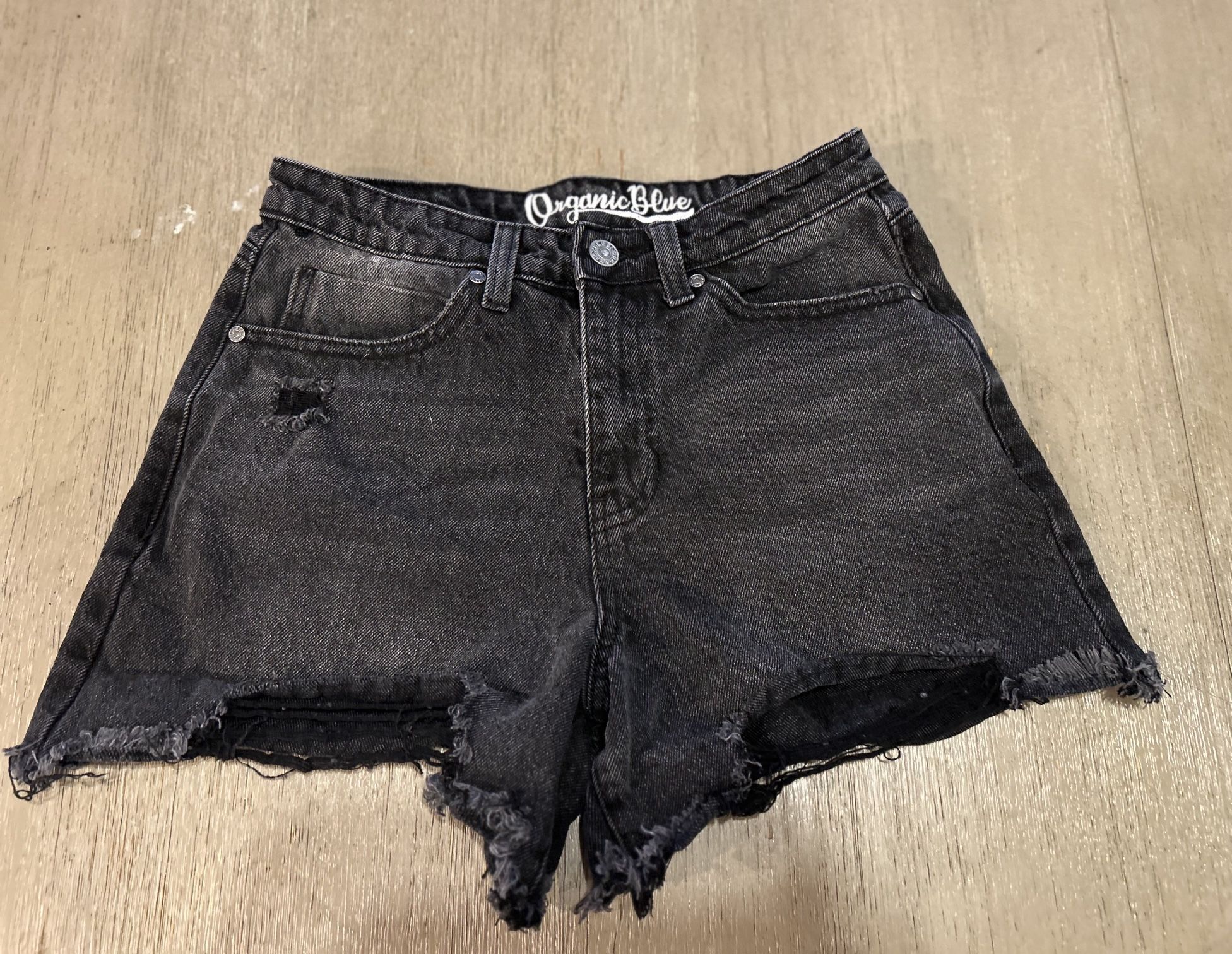 Denim Jean Cut Off Shorts Girlfriend High Rise Black Womens Size 5/ 27