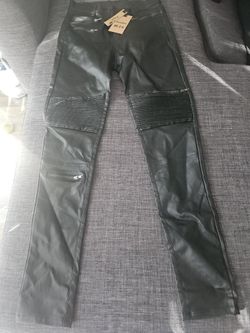 Lexiart Women’s Black Leather Jeans 