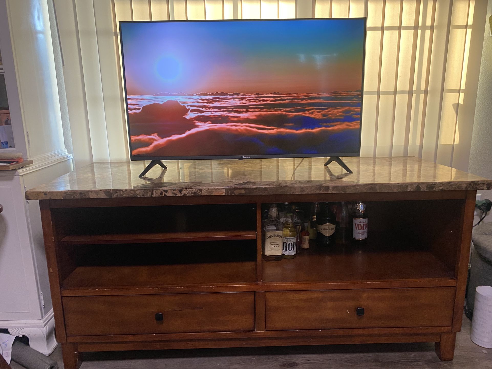 TV With Stand And Side Table
