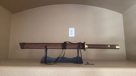 Japanese Katana with Wood Scabbard and Stand
