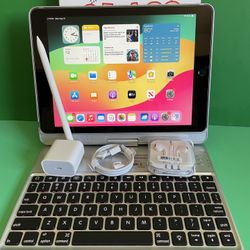 Apple IPad 6th Generation (9.7” Retina / Touch ID / IOS 17) 32GB with keyboard, pen & Accessories (128gb $199) 