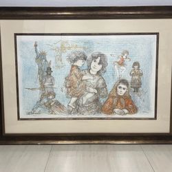 Edna Hibel "Our Mother Before Us" Signed And Numbered Lithograph.  36” X 50.5”