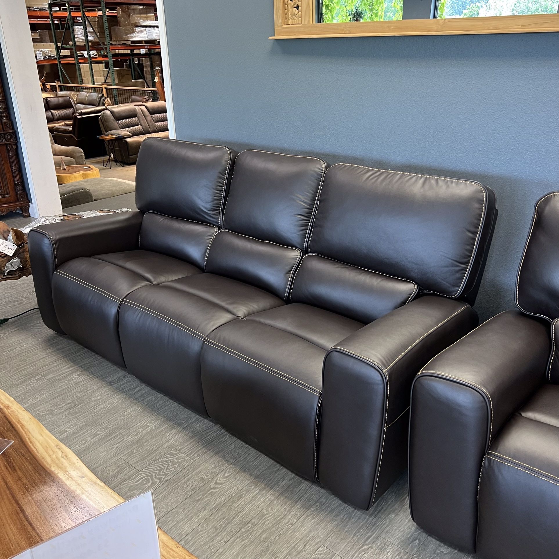 Now In Stock! Brown Top Grain Leather Power Sofa - Broadway
