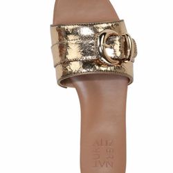 Naturalizer Womens Santiago Fashion Slip On Slide Flat Sandal with Buckle Light Bronze 8W