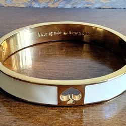 Kate Spade Hinged Bangle Hole Punch Cream Enamel and Gold Plate Casual Everyday Bracelet