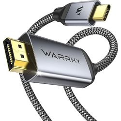 WARRKY USB C to HDMI Cable 4K 60Hz[Anti-Interference, Gold-Plated Plugs] Aluminum HDR Type-C to HDMI 2.0 Cord, Thunderbolt 3/4/5 Compatible for iPhone