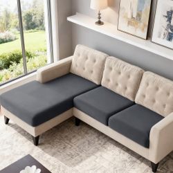 Sectional Couch Covers Stretch Couch Cushion Covers for Sectional Sofa Chaise L Shape, 3 Pieces Sectional Seat Covers Soft Washable Furniture Protecto