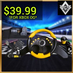 Mad Catz Universal MC2 6320 Steering Wheel & Pedals Racing Controller Black Yellow