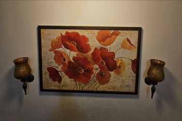 Large Framed Poppy Floral Canvas Wall Art