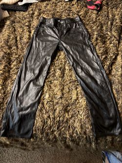 Black Faux Leather Wide-Leg Pants