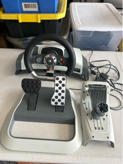 Microsoft Xbox 360 WRW01 Racing Steering Wheel Pedals Force Feedback tested