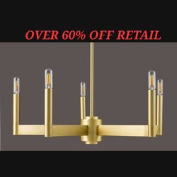 Trento Modern 5 Light Chandelier - Satin Brass w/Bulbs - Linea di Liara LL-CH424-3SB