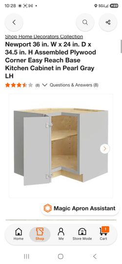 Newport Pearl Gray Corner Base Kitchen Cabinet