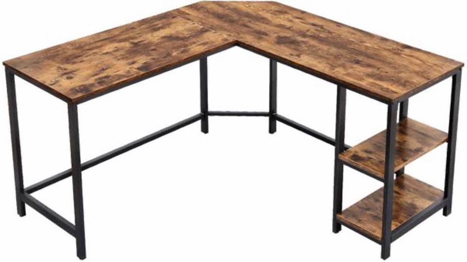 Corner Desk Table Rustic Brown