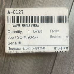 Single Versa Valve 