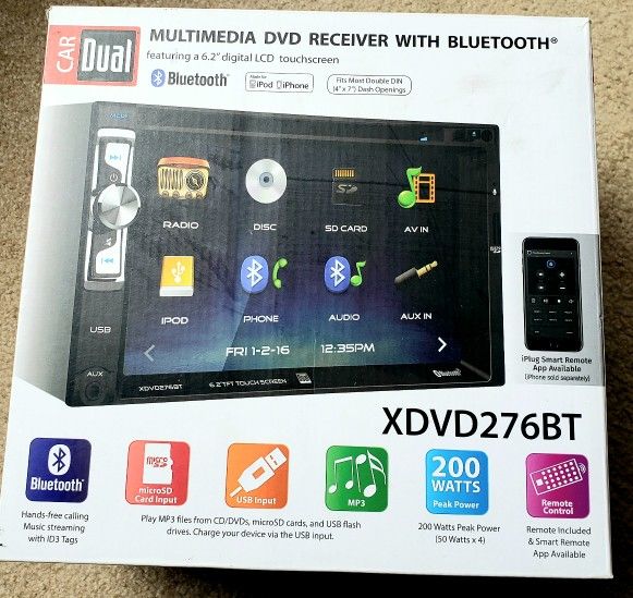 Dual XDVD276BT Multimedia DVD Receiver with Bluetooth.